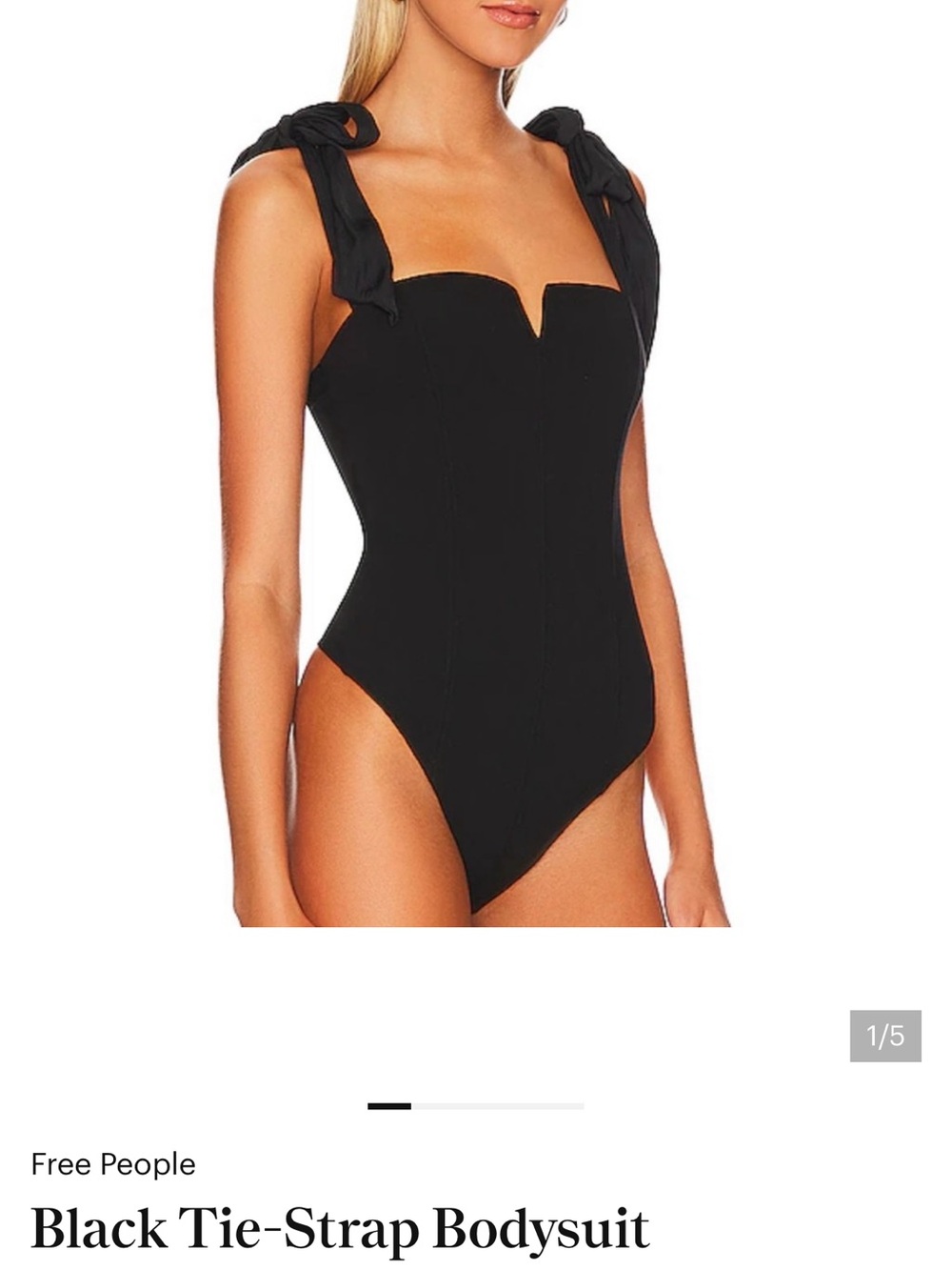 Free People Black Tie-Shoulder Bodysuit